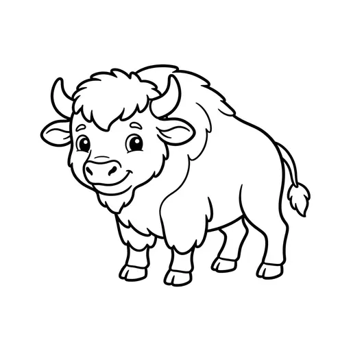 Easy Bison Coloring Page — Friendly Baby Standing