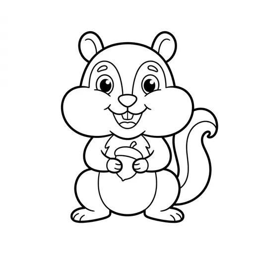 Easy Chipmunk Coloring Page — Smiling With Puffy Cheeks