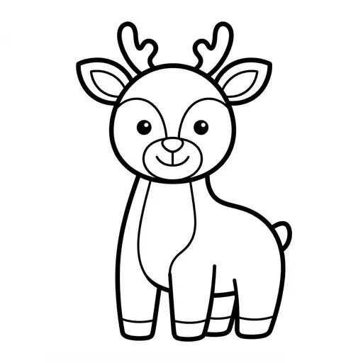Easy Deer Coloring Page — Standing With Small Antlers