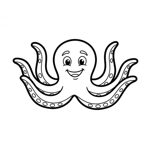 Easy Octopus Coloring Page — Smiling and Waving Arms
