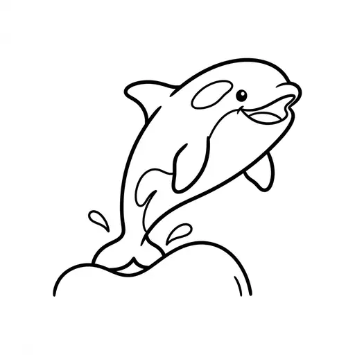 Easy Orca Coloring Page — Jumping Out of the Water