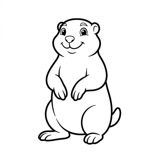 Easy Prairie Dog Coloring Page — Smiling and Standing Up