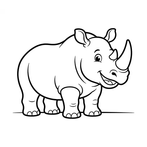 Easy Rhinoceros Coloring Page — Friendly Standing Profile View