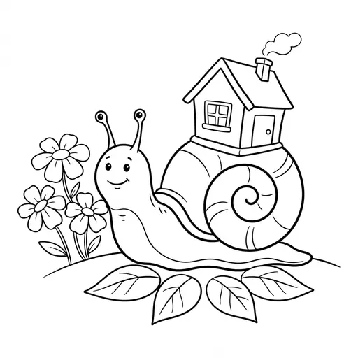 Snail Coloring Page — Carrying a House on Its Shell