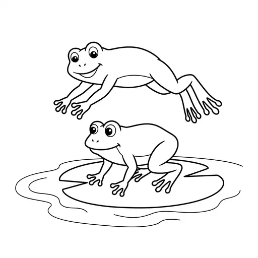 Frog Coloring Page — Leapfrog by the Pond