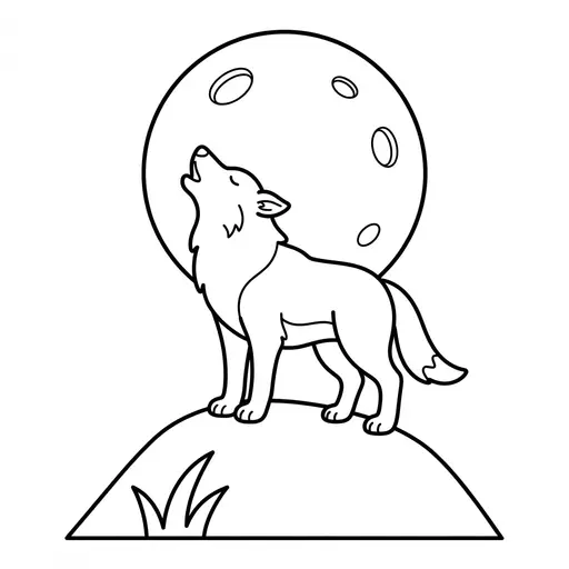 Wolf Coloring Page — Howling at the Moon