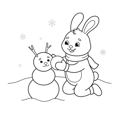 Bunny Coloring Page — Building a Snow Bunny
