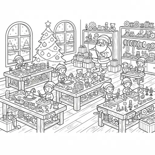Santa Coloring Page for Adults — Workshop Full of Elves