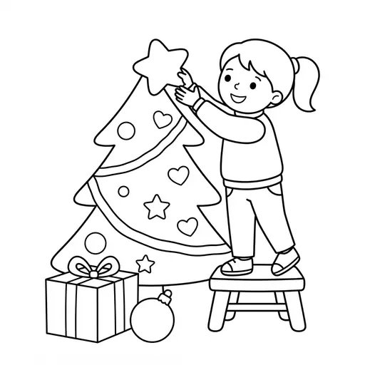 Easy Christmas Tree Coloring Page — Decorating With A Star