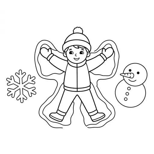 Easy Snow Angel Coloring Page — Making Angels in the Snow