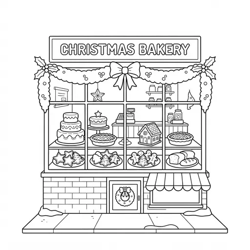 Bakery Coloring Page for Adults — Filled With Cakes and Gingerbread
