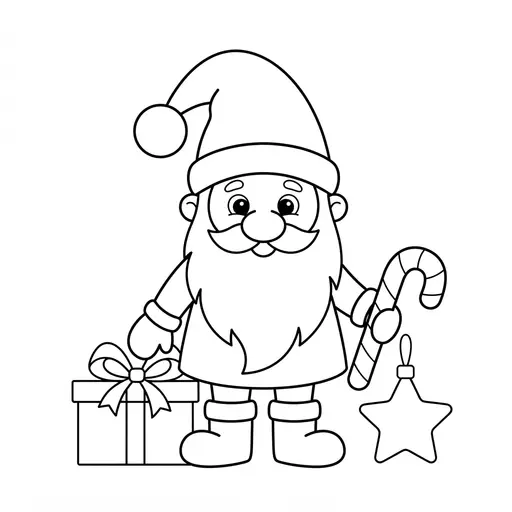 Easy Gnome Coloring Page — With Long Beard and Tall Hat