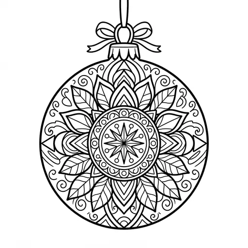 Christmas Ornament Coloring Page for Adults — Detailed Mandala Bauble Design