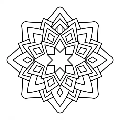 Christmas Star Coloring Page for Adults — Mandala With Layered Geometric Patterns