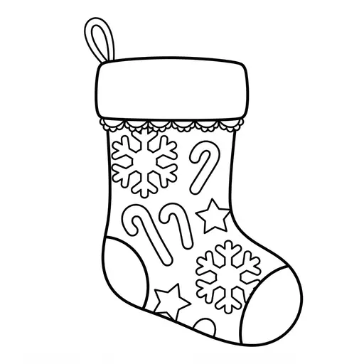 Christmas Stocking Coloring Page for Adults — Decorated With Snowflakes And Candy Canes