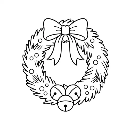 Easy Wreath Coloring Page — Decorated With A Big Bow