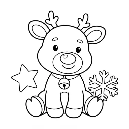 Easy Reindeer Coloring Page — Sitting With a Bell Collar