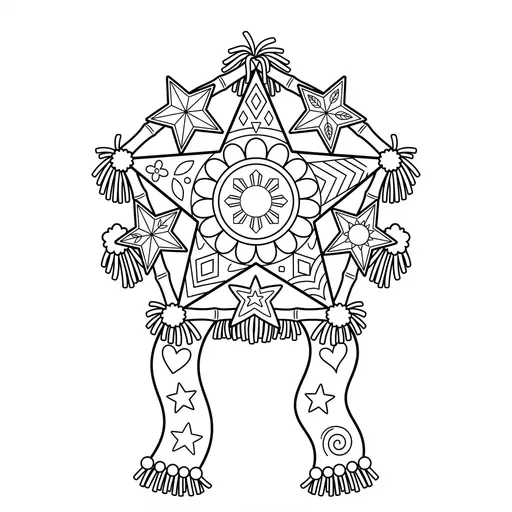 Star Lantern Coloring Page for Adults — Traditional Filipino Parol Design