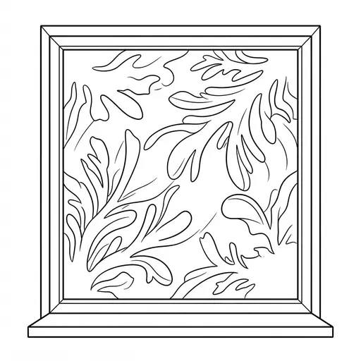 Window Coloring Page for Adults — Frosted with Ice Crystal Patterns