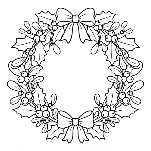 Mistletoe Coloring Page for Adults — Garland Frame with Berries