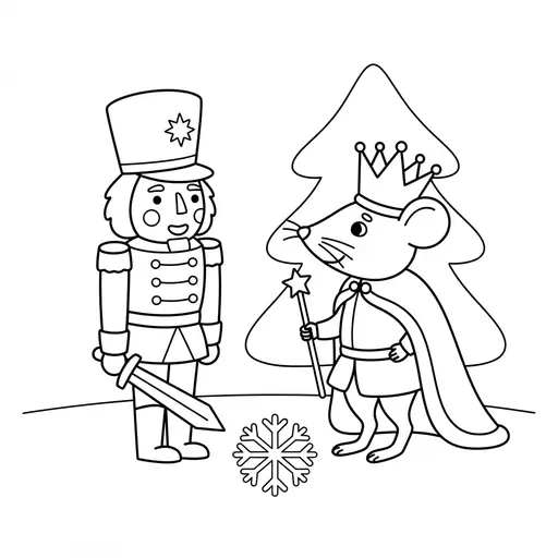 Nutcracker Coloring Page — Facing the Mouse King