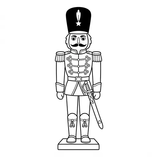 Nutcracker Coloring Page for Adults — Standing Tall With a Sword