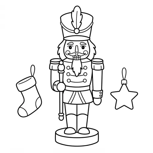 Nutcracker Coloring Page — Hanging Christmas Ornament