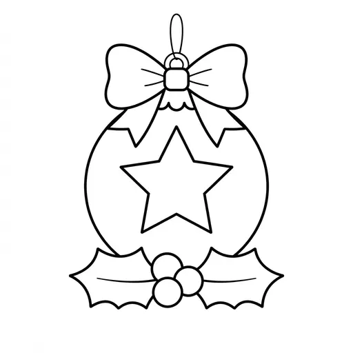Easy Christmas Ornament Coloring Page — With a Star and Bow