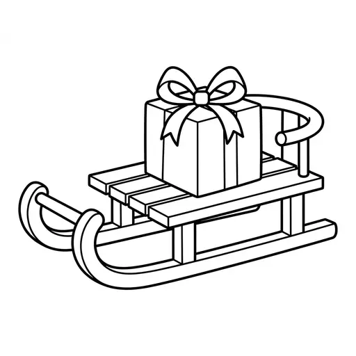Easy Sled Coloring Page — Present on It