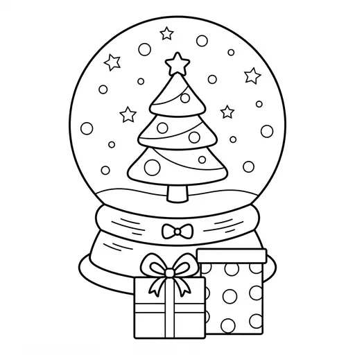 Snow Globe Coloring Page — With a Christmas Tree Inside