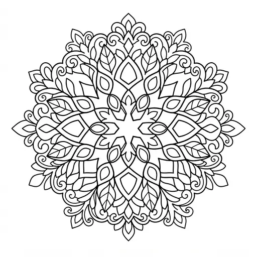 Snowflake Coloring Page for Adults — Mandala With Lace Patterns