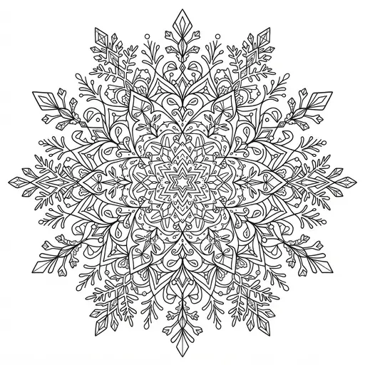 Snowflake Coloring Page for Adults — Intricate Mandala Design
