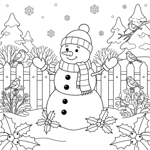 Snowman Coloring Page for Adults — In A Winter Garden