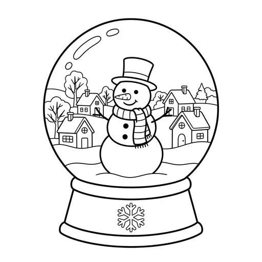 Snowman Coloring Page for Adults — Inside A Snow Globe