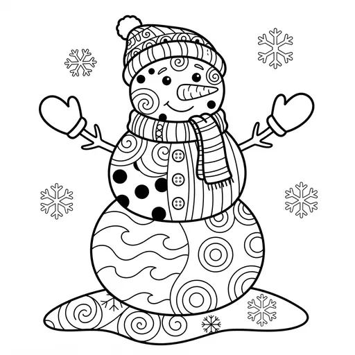 Snowman Coloring Page for Adults — Made Of Zentangle Patterns