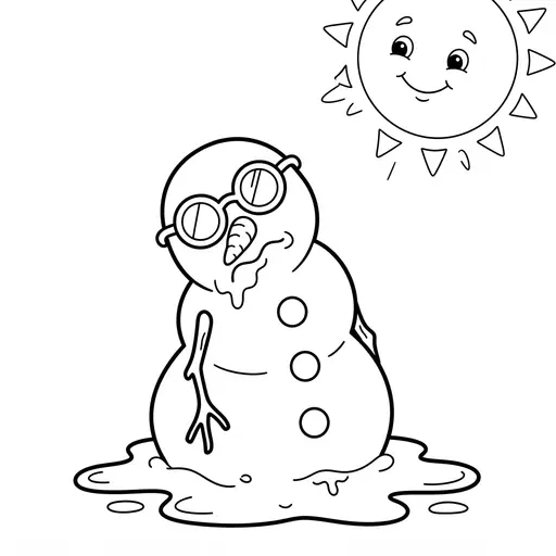 Easy Snowman Coloring Page — Melting in the Sun With Sunglasses