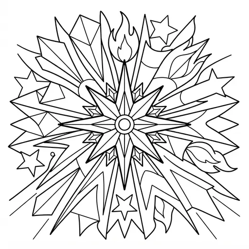 Star Coloring Page for Adults — Radiating Decorative Rays