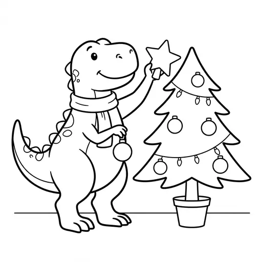 Easy T-Rex Coloring Page — Decorating Christmas Tree
