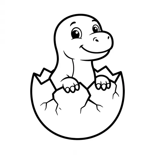 Easy Dinosaur Coloring Page — Hatching from an Egg