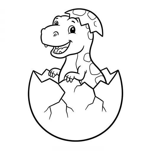 Easy T Rex Coloring Page — Hatching From A Cracked Egg