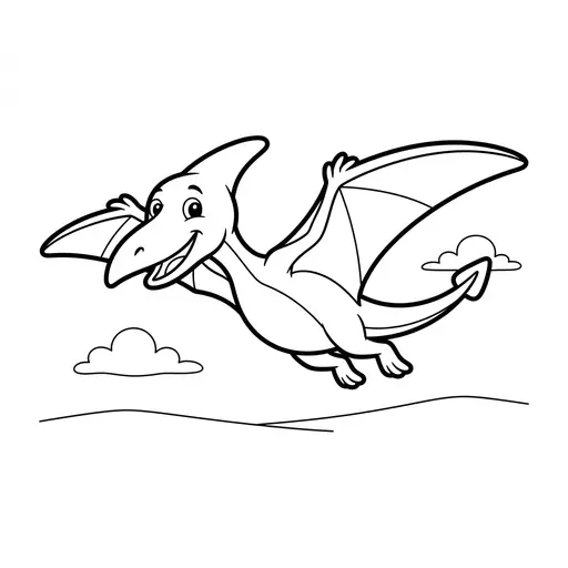 Easy Pterodactyl Coloring Page — Flying in the Sky