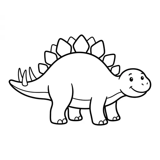Easy Dinosaur Coloring Page — Smiling With Back Plates
