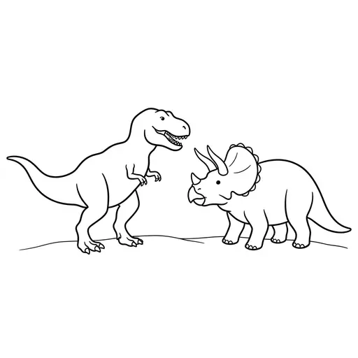 T Rex Coloring Page — T. Rex and Triceratops Facing Each Other
