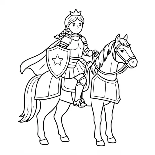 Princess Coloring Page — Princess Riding a Horse