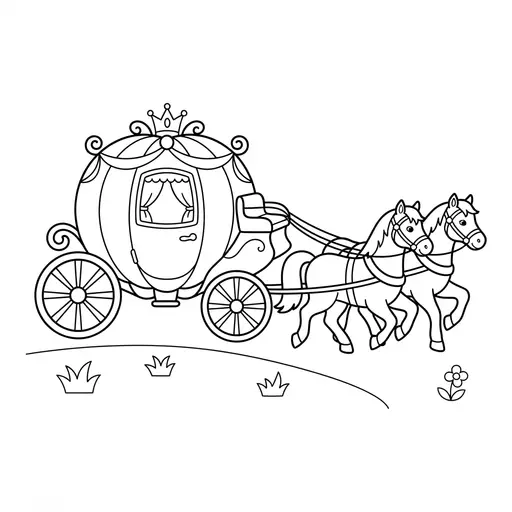 Fairytale Coloring Page — Pulled by Two Horses