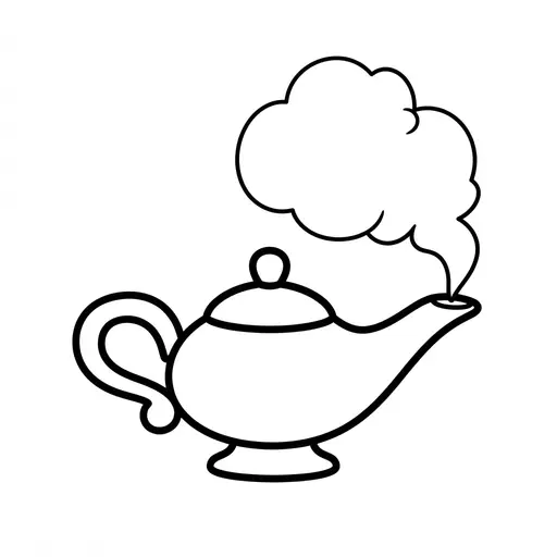 Easy Genie Coloring Page — with a puff of smoke