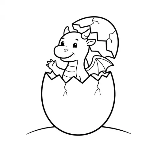 Easy Dragon Coloring Page — Hatching From a Big Egg