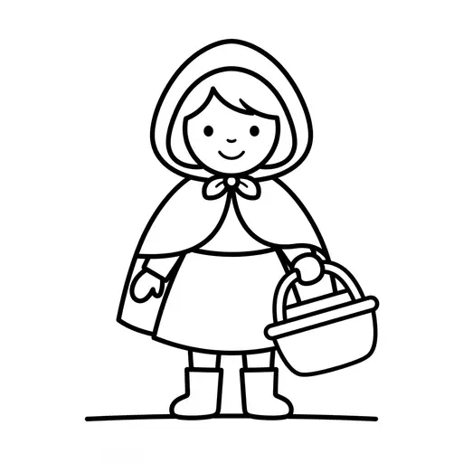 Easy Little Red Riding Hood Coloring Page — Holding a Basket