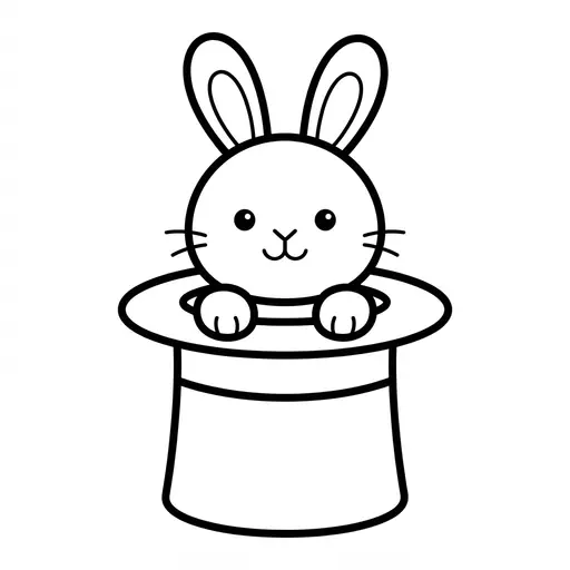 Easy Magic Coloring Page — Peeking From Top Hat