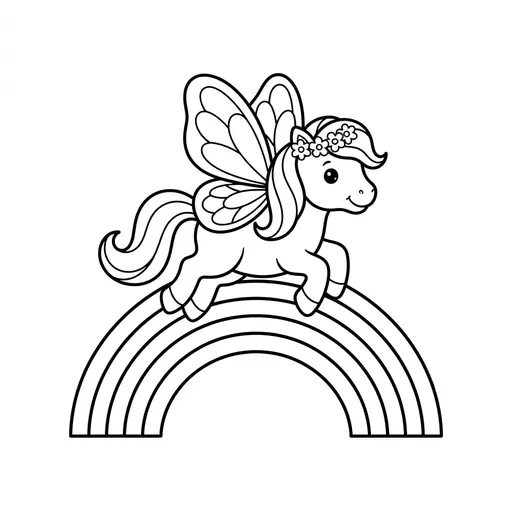 Pony Coloring Page — Flying Over a Rainbow